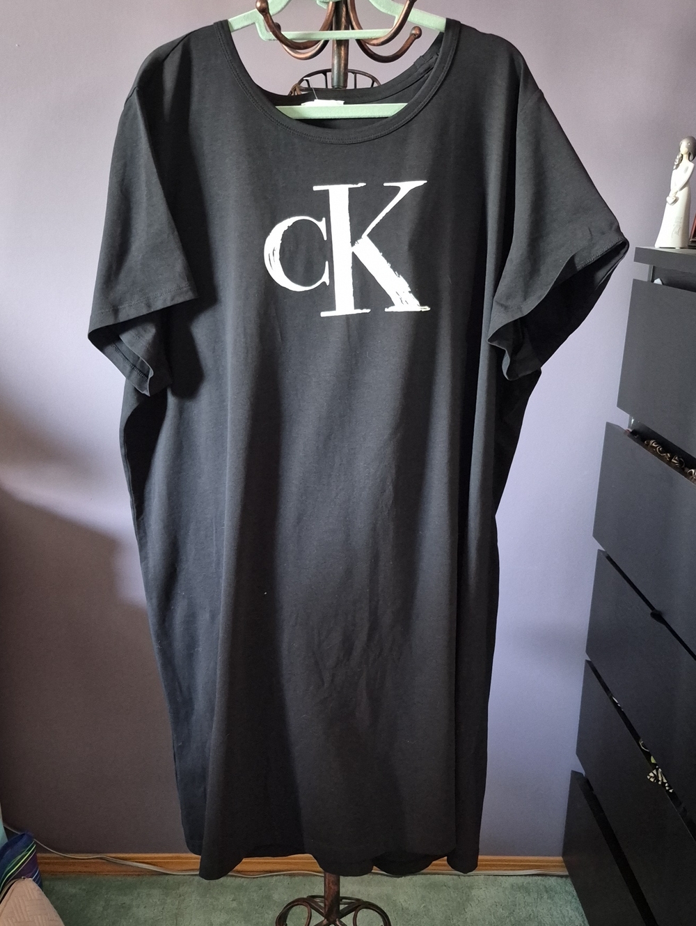 Calvin Klein Black Womens Logo T‑Shirt Dress